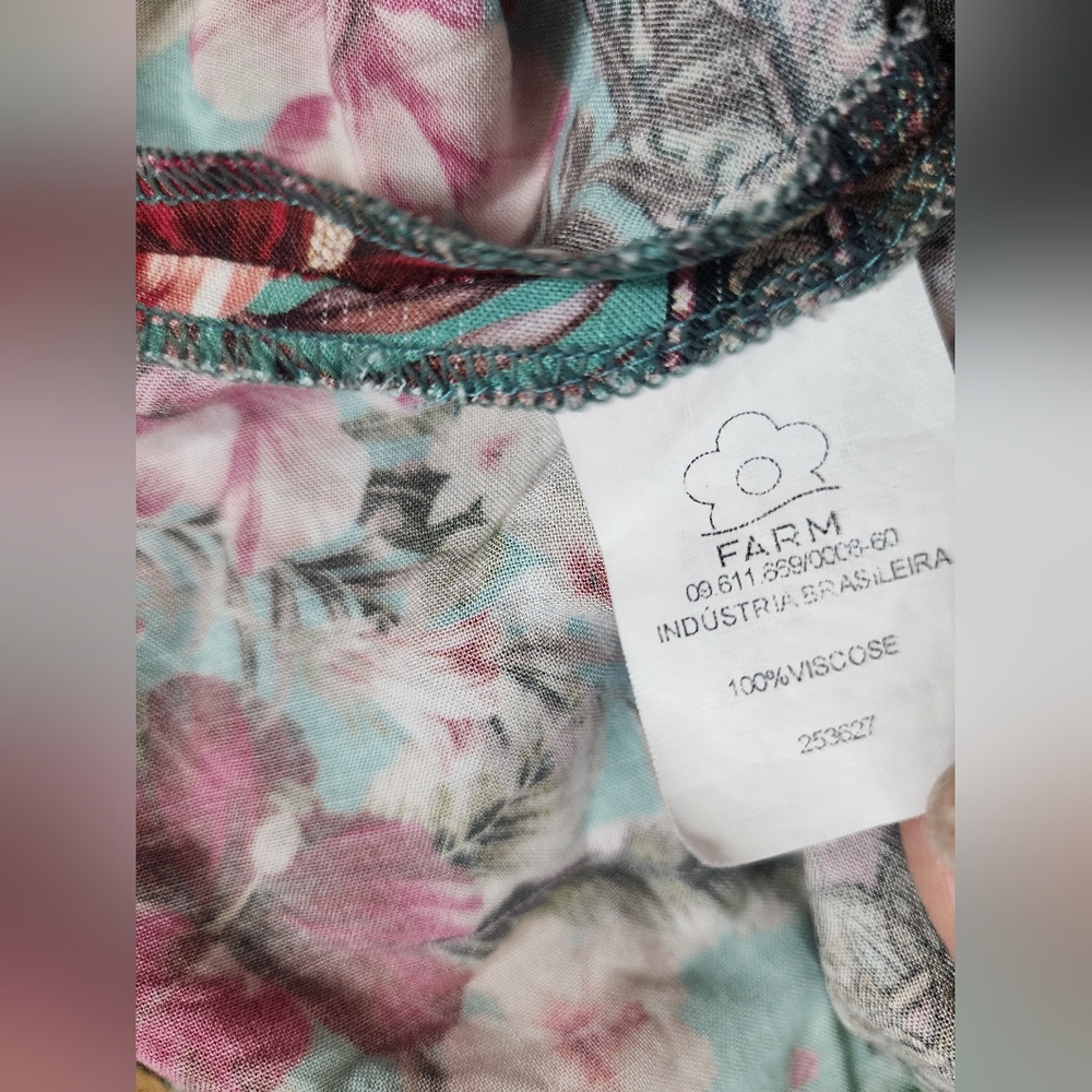 RARE Vintage 90s Farm Rio Brasil Tropical Batik Halter Top S Key Hole Floral - Picture 8 of 10